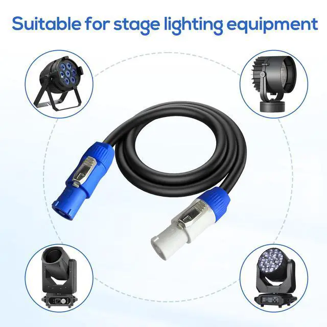 Alt view image 6 of 7 - PowerCon Power Cable AC PowerCon Input to Output 12AWG 3 Pin Power Extension Cable for LED Screen Beam Moving Head Light, Stage Light Power,Audio Video Equipment and More-10FT