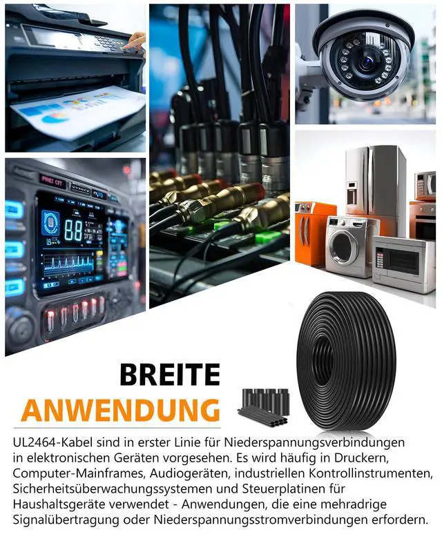 Alt view image 7 of 7 - UL2464 Certified 24 AWG Stranded Wire - 2-Conductor 82.02FT Flexible Low Voltage Cable with Tinned Copper Conductors | Compatible with 5V/12V/24V LED Strips, Automotive Electronics