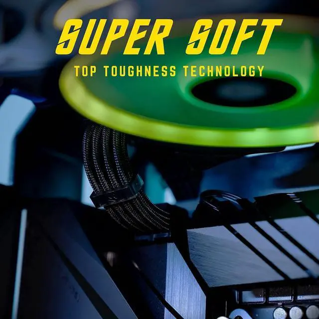 Alt view image 3 of 7 - 18AWG PSU Cable Extension Sleeved Custom Mod GPU PC Audio Video Power Supply Soft Braided Cables with Two Color Comb Kit 24P/8P to 6+2P/ 8P to 4+4P 30CM