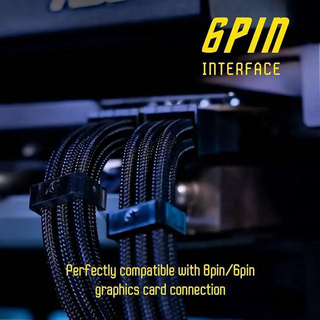 Alt view image 6 of 7 - 18AWG PSU Cable Extension Sleeved Custom Mod GPU PC Audio Video Power Supply Soft Braided Cables with Two Color Comb Kit 24P/8P to 6+2P/ 8P to 4+4P 30CM