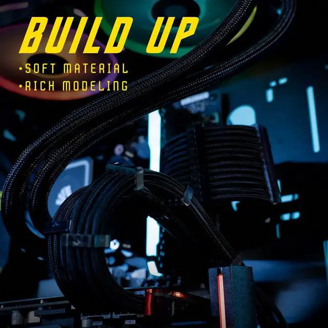 Alt view image 7 of 7 - 18AWG PSU Cable Extension Sleeved Custom Mod GPU PC Audio Video Power Supply Soft Braided Cables with Two Color Comb Kit 24P/8P to 6+2P/ 8P to 4+4P 30CM