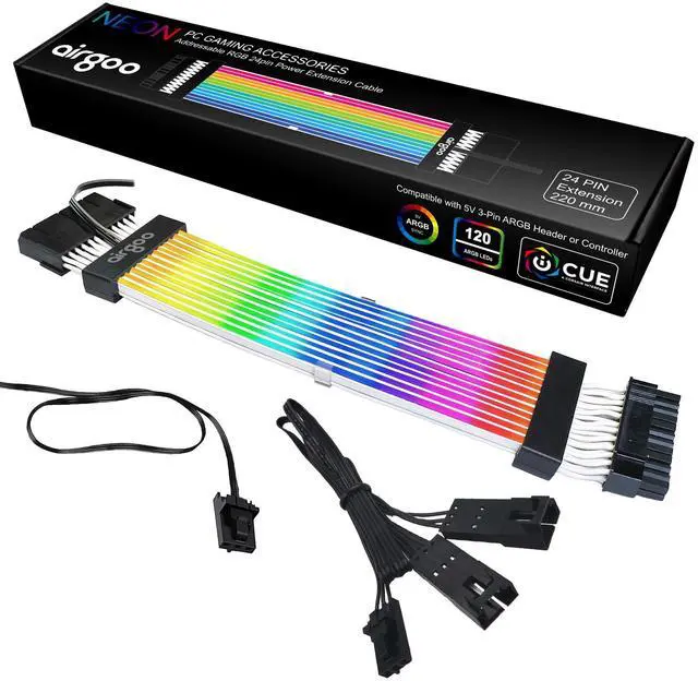 Main image of Addressable RGB ATX Strimer S2, ARGB PSU Extension Cable, Include ATX 24-pin 18AWG Wires, for AG-DRGB16 SignalRGB Controller (Not Included)