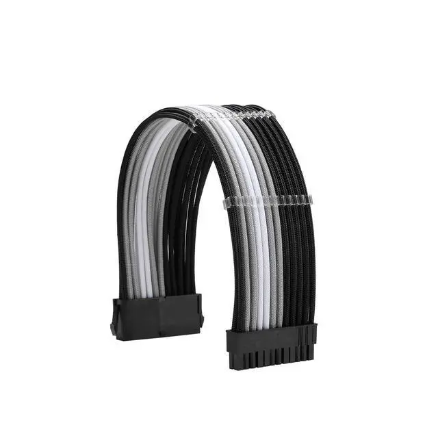 Alt view image 3 of 6 - Sleeve Extension Power Supply Cable Kit 18AWG ATX 24P+ EPS 8-P+PCI-E8-P with Combs for PSU to Motherboard/GPU Fm-NCK3 (Black SilverWhite)