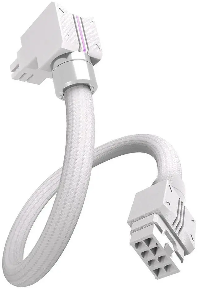 Main image of UNIFAS ARGB 8-Pin GPU Extension Cable,16AWG 90° Right-Angle PCIe PSU Power Extension, 5V 3-Pin RGB Sync, Unified Cable Design, Single 8-Pin Only,White-STD