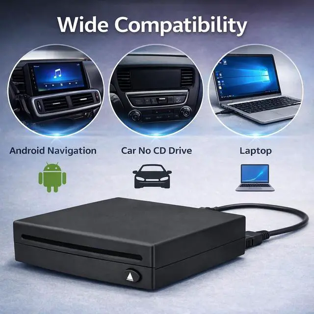 Alt view image 3 of 5 - Vehicle CD Players External Portable OE Integrated CD Player for Car Via USB Radio Connection with USB Plug and Play for Android Navigation/PC USBCDPLAY