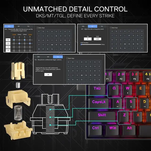 Alt view image 6 of 7 - K617 HE Wired Hall-Effect Rapid Trigger Magnetic Gaming Keyboard