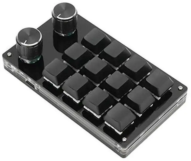 Main image of One Handed Macro Mechanical Keyboard, 12 Key Mini Programmable Micro Keyboard, Fully Programmable Keys and 2 Knob, for, for Vista, for, for Macos(Full Black)