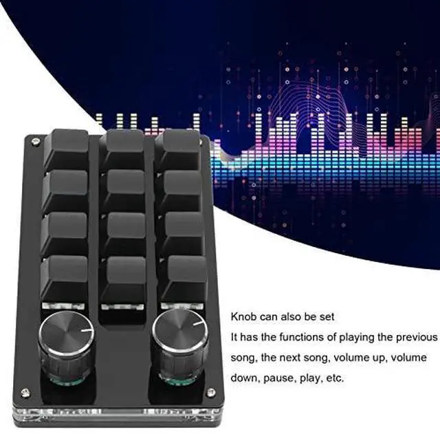 Alt view image 3 of 7 - One Handed Macro Mechanical Keyboard, 12 Key Mini Programmable Micro Keyboard, Fully Programmable Keys and 2 Knob, for, for Vista, for, for Macos(Full Black)