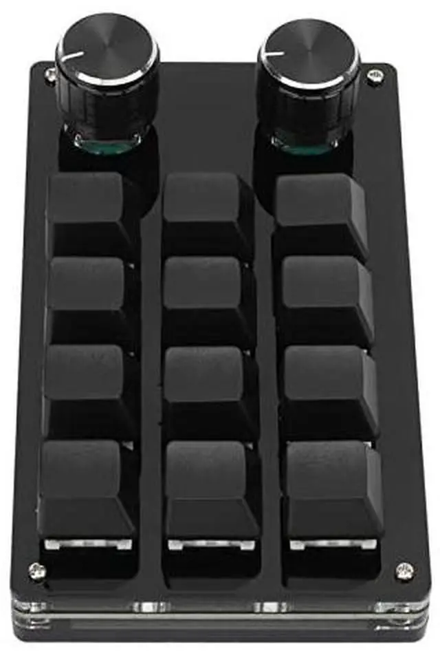 Alt view image 5 of 7 - One Handed Macro Mechanical Keyboard, 12 Key Mini Programmable Micro Keyboard, Fully Programmable Keys and 2 Knob, for, for Vista, for, for Macos(Full Black)
