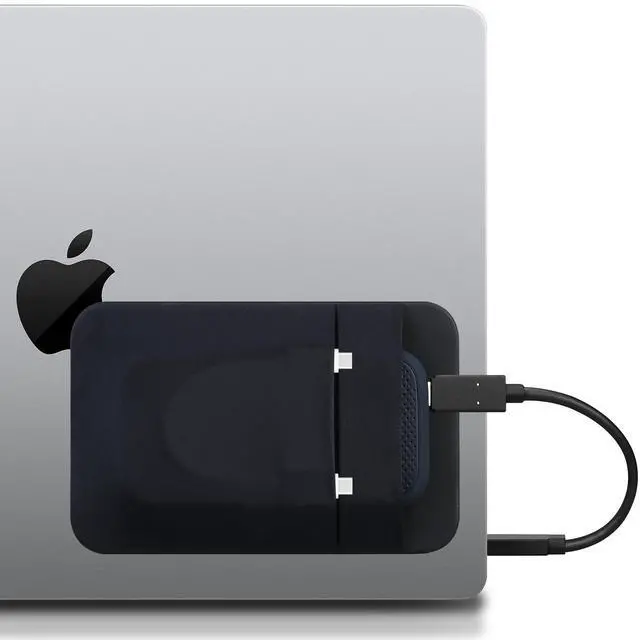 Main image of 2-Pocket Adhesive Portable Hard Drive Sleeve for Laptop, Compatible with External Portable SSD Solid State Drive, Cable and More, Stick on External Hard Drive Carrying Case- Pocket Pouch, Black