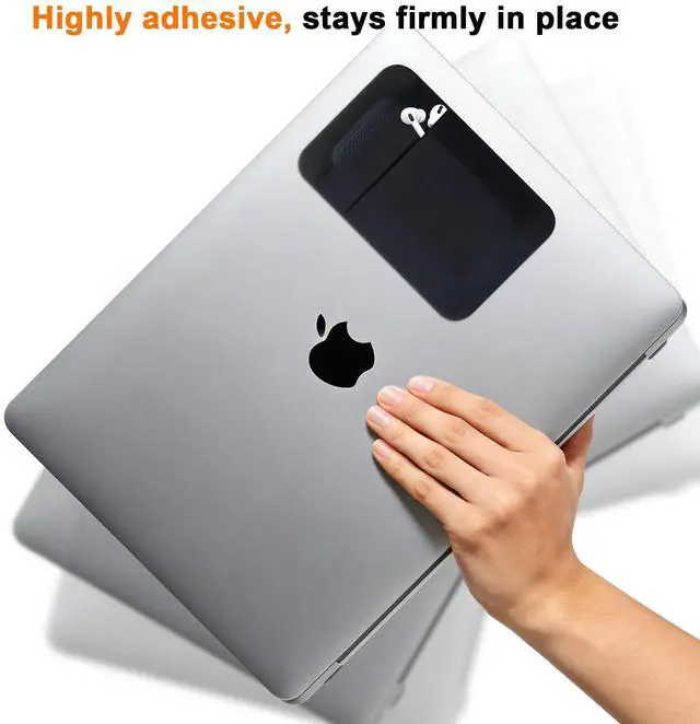 Alt view image 5 of 7 - 2-Pocket Adhesive Portable Hard Drive Sleeve for Laptop, Compatible with External Portable SSD Solid State Drive, Cable and More, Stick on External Hard Drive Carrying Case- Pocket Pouch, Black