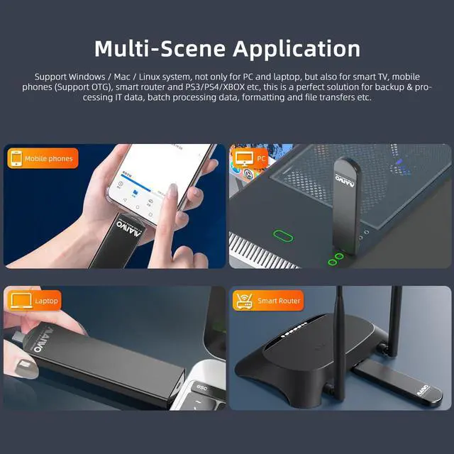 Alt view image 6 of 7 - M.2 SATA Enclosure for 2230 2242 2260 2280 B+M Key, Aluminum M2 Serial ATA SSD Reader USB 3.1 Gen2 6Gbps USB-C to USB-A, Plug and Play, Support UASP Trim