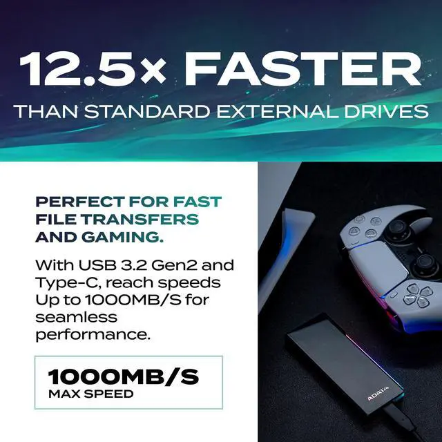 Alt view image 4 of 7 - EC700G - M.2 PCIe/SATA SSD Enclosure - High-Capacity Storage - Game Console Compatible - Quick Load SSD Expansion - Aluminum RGB - No Tools Needed - AEC700GU32G2-CGY