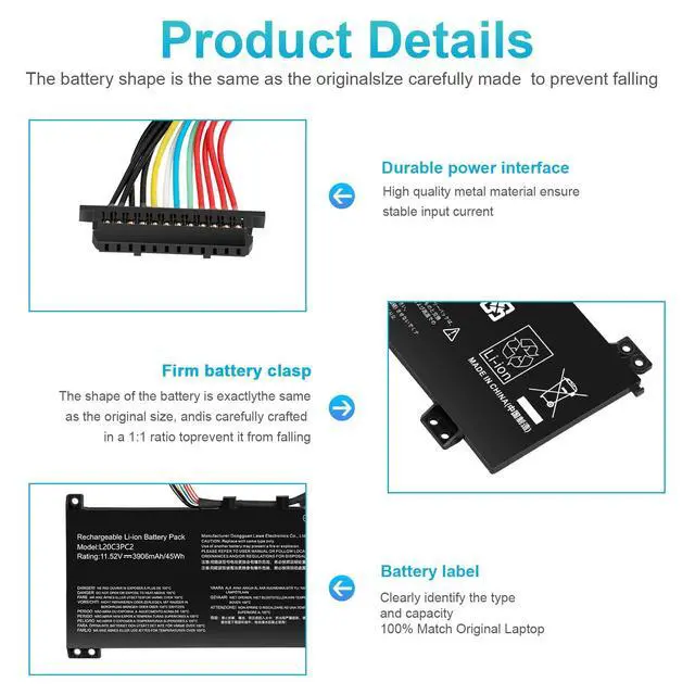 Alt view image 3 of 7 - L20C3PC2 L20D3PC2 L20M3PC2 SSB10X55571 SB11B96717 5B11B96715 5B11B96719 Laptop Battery for Lenovo Ideapad Gaming 3i 3-15ACH6 3-15IHU6 Lenovo Legion 5-15ITH6H 5-15ITH6 5-15ACH6H 5-15ACH6 5-15ACH6A
