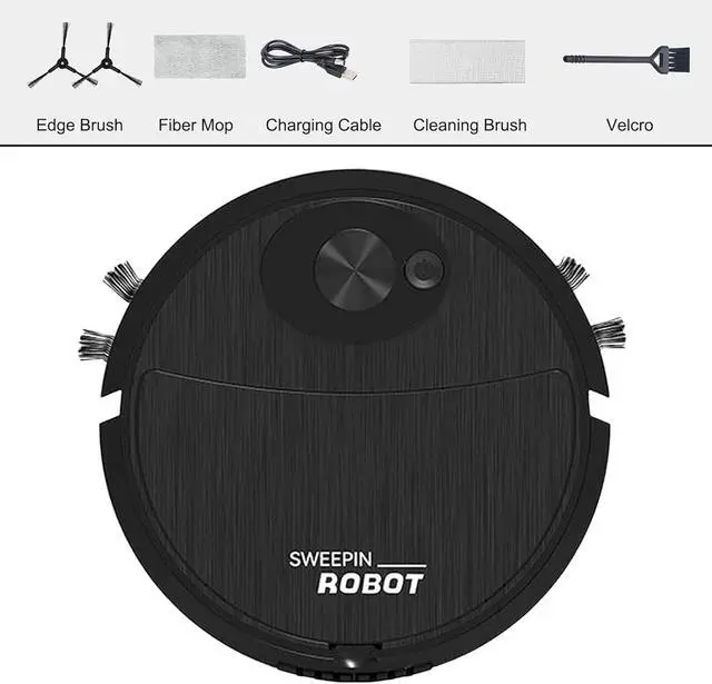 Alt view image 3 of 7 - Robot Vacuum and Mop Combo, Automatic Intelligent Cleaning Robot, Ultra-Thin and Silent, Intelligent Navigation,Obstacle AvoidanceB002 (Black)