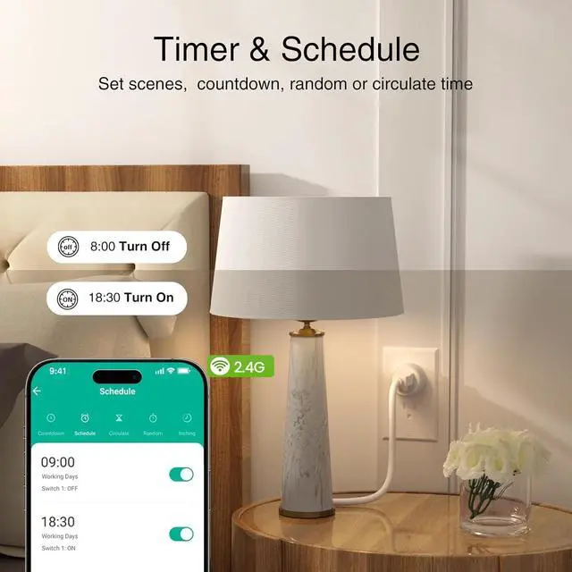 Alt view image 6 of 7 - GHome Smart Plug, WiFi Smart Plugs Work with Alexa and Google Home, Smart Outlet Timer with APP Remote Control, 2.4GHz Wi-Fi Only, No Hub Required, ETL FCC Listed, White