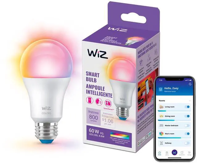 Main image of WiZ LED Smart Light Bulbs, Sunset to Sunrise Automation + Motion Detection + Control with Voice or App, Full Color A19 60W 800LM E26 Indoor, Matter Compatible - 1 Pack
