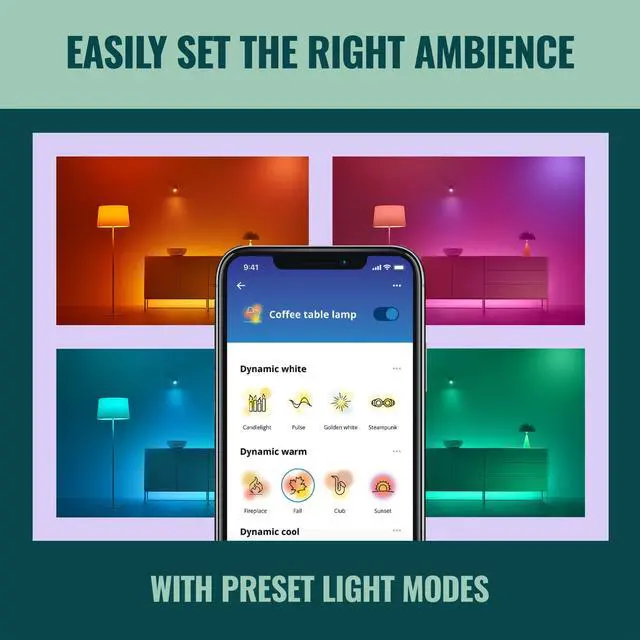 Alt view image 5 of 7 - WiZ LED Smart Light Bulbs, Sunset to Sunrise Automation + Motion Detection + Control with Voice or App, Full Color A19 60W 800LM E26 Indoor, Matter Compatible - 1 Pack