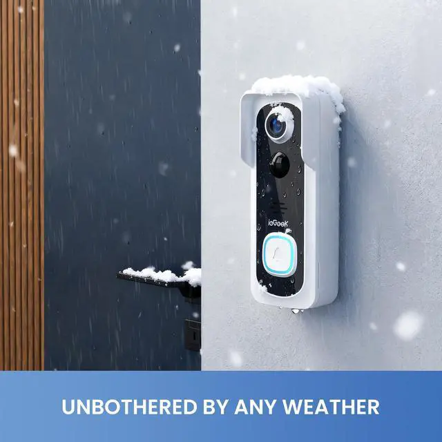 Alt view image 7 of 7 - ieGeek Doorbell Camera Wireless No Subscription, 2K 3MP HD View, 2-Way Talk, PIR Motion Detection, Wireless Video Doorbell with Chime, Only Supports 2.4GHz WiFi, Local & Cloud Storage, White