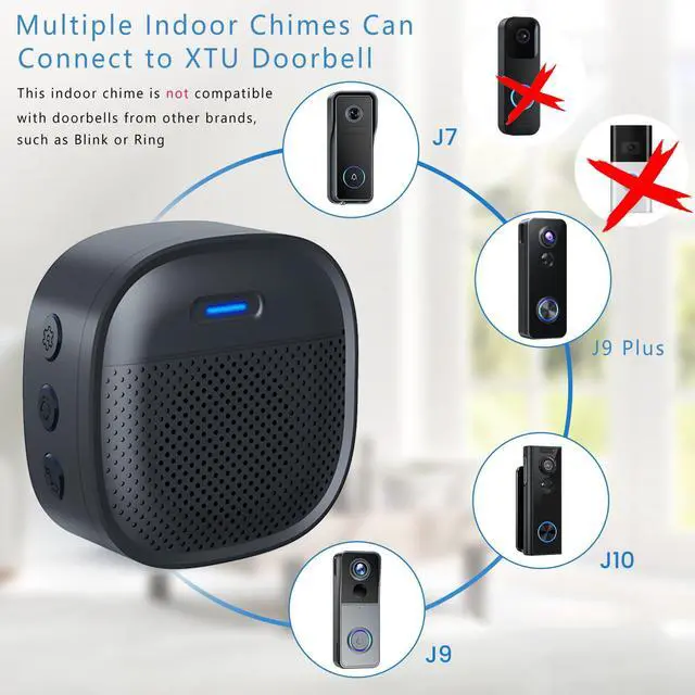 Alt view image 2 of 5 - XTU Wireless Chime for J7/J9/J9 Plus/J10, Reception Range 328ft200m), 0-110db Max