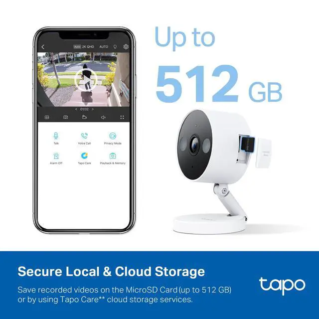 Alt view image 3 of 7 - Tapo 2K+ Indoor/Outdoor Wired Security Camera - 2024 PCMag Editors' Choice, Person/Pet/Vehicle Detection, Baby Monitoring, Color Night Vision, Subscription-Free Local Storage or Optional Cloud, C120