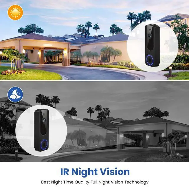Alt view image 5 of 7 - VanaOrbi 1080p WiFi Video Doorbell Camera Wireless, Battery Powered, AI Human and Motion Detection, 2 Way Talk, Night Vision, Cloud Storage, 2.4G WiFi Only, Indoor/Outdoor Surveillance