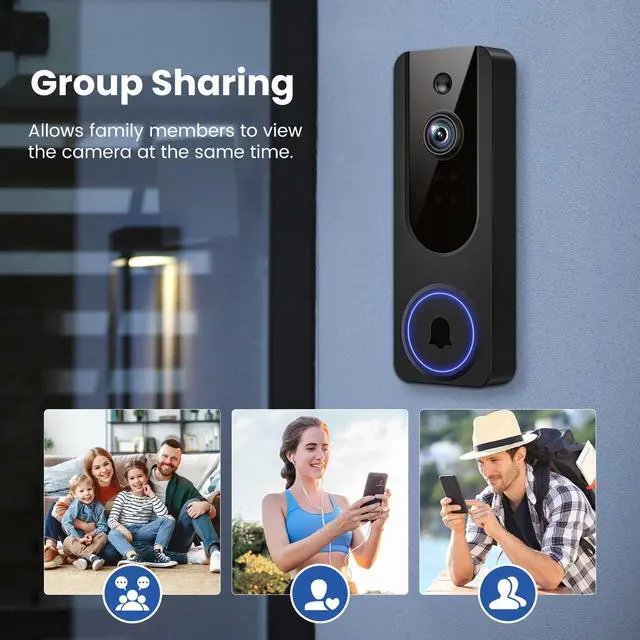 Alt view image 6 of 7 - VanaOrbi 1080p WiFi Video Doorbell Camera Wireless, Battery Powered, AI Human and Motion Detection, 2 Way Talk, Night Vision, Cloud Storage, 2.4G WiFi Only, Indoor/Outdoor Surveillance