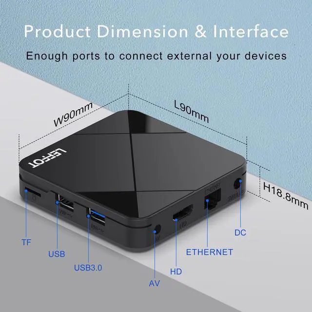 Alt view image 7 of 7 - Android 14.0 TV Box 2025, LEFFOT RK3518 4K Ultra HD Streaming Device for TV, 2GB RAM 16GB ROM, Smart TV Box with Voice Remote, 2.4G & 5G WiFi 6, BT 5.4, USB 3.0, HDR10, Rockchip RK3518 Quad-Core A53