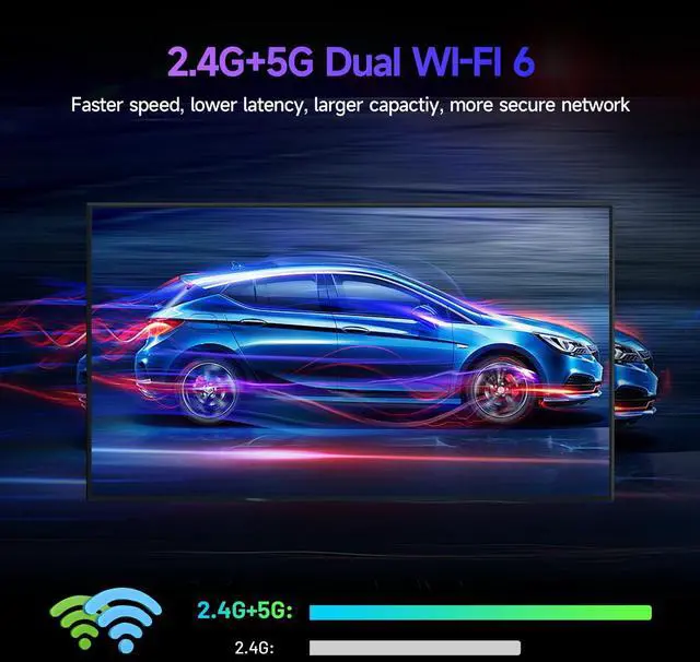 Alt view image 6 of 7 - Android TV Box 14.0 2025 Upgraded, Android Box 2G RAM 16GB ROM, Quad Core Smart 4K TV Box Support 2.4G/5G Dual-WiFi HDR10 BT5.0 USB 3.0 100M Ethernet, with Mini Backlit Keyboard