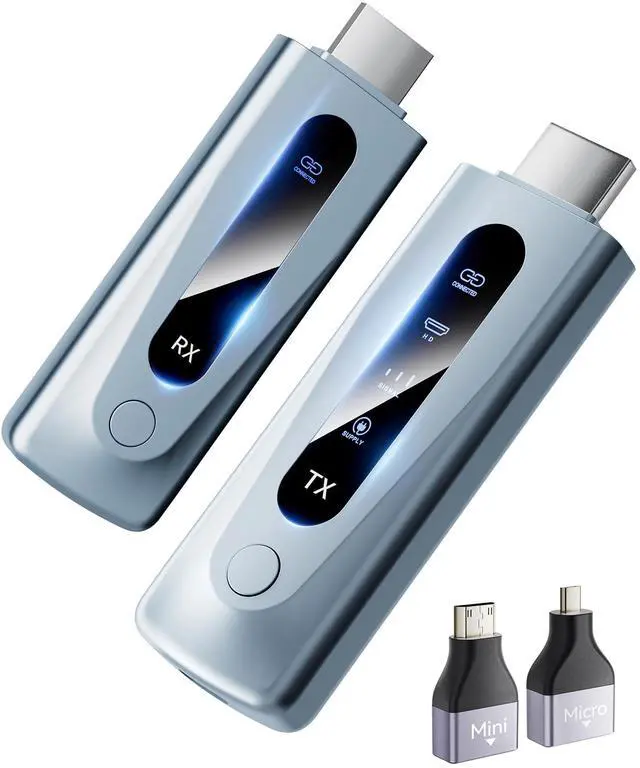 Main image of 2025 Upgraded Wireless HDMI Transmitter & Receiver 328FT/100M, Plug & Play Portable 5G+2.4G Wireless HDMI Extender Kit for 4K Decode Input 1080P Output, for Audio to Monitor from Laptop/TV Box