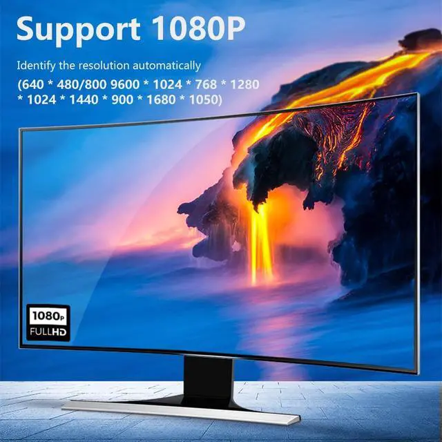 Alt view image 2 of 7 - Watris Veiyi Video Converter, 480P Mini AV to VGA Adapter, Composite TV Set-Top Box Audio Video Converter (White)