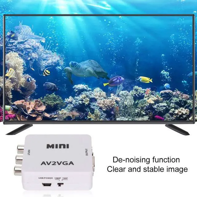 Alt view image 6 of 7 - Watris Veiyi Video Converter, 480P Mini AV to VGA Adapter, Composite TV Set-Top Box Audio Video Converter (White)