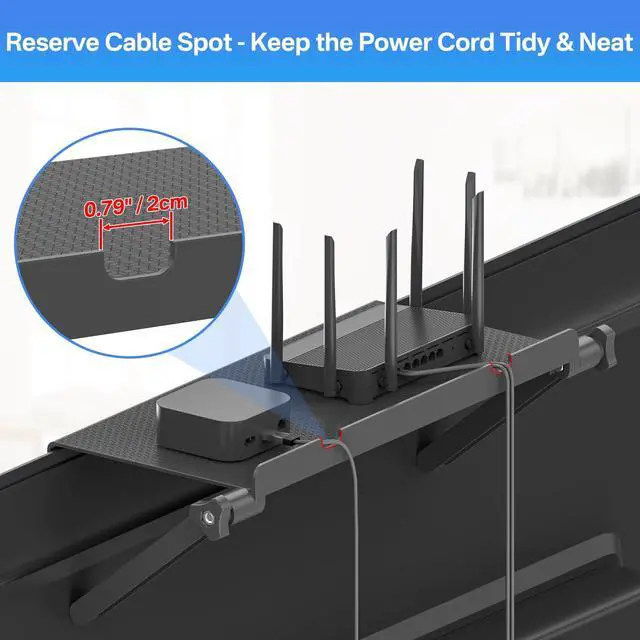 Alt view image 6 of 7 - 13 Inch Wide Platform TV Top Shelfs - Adjustable Cable Box Shelf for Wall Mounted TV Shelf for Cable Box, Streaming Devices, Router and Home Decor Easy to Install Monitor Top Shelves