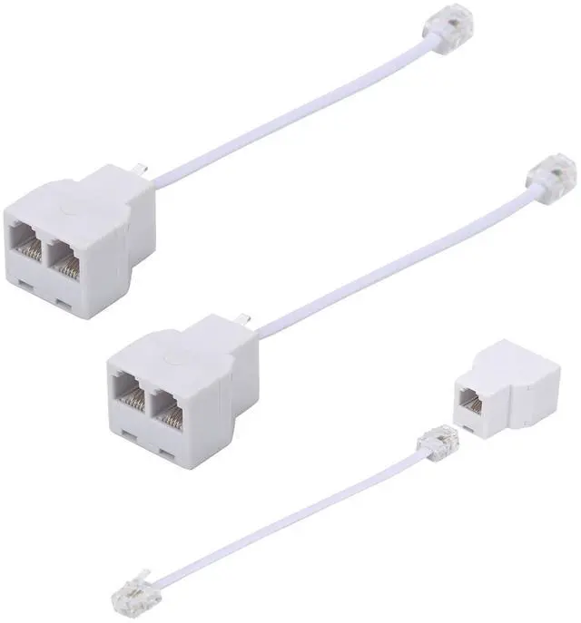 Main image of Yumiwoow Phone Line Splitter,Telephone Splitter,with RJ11 6P4C Plugs,Suitable for Telephone,Fax Machine,White 3-Pack