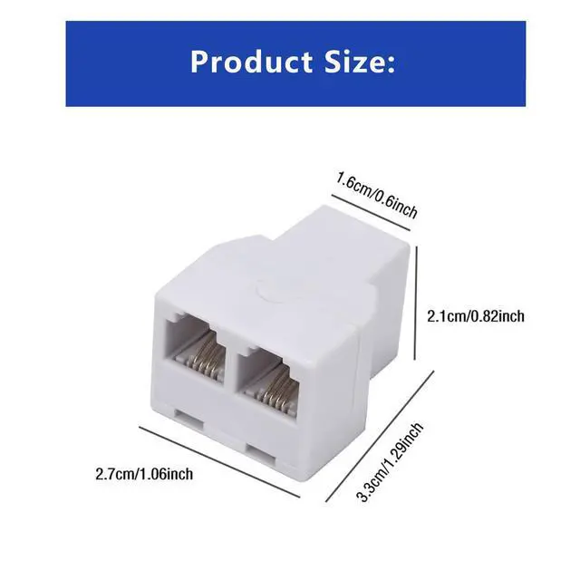 Alt view image 2 of 7 - Yumiwoow Phone Line Splitter,Telephone Splitter,with RJ11 6P4C Plugs,Suitable for Telephone,Fax Machine,White 3-Pack