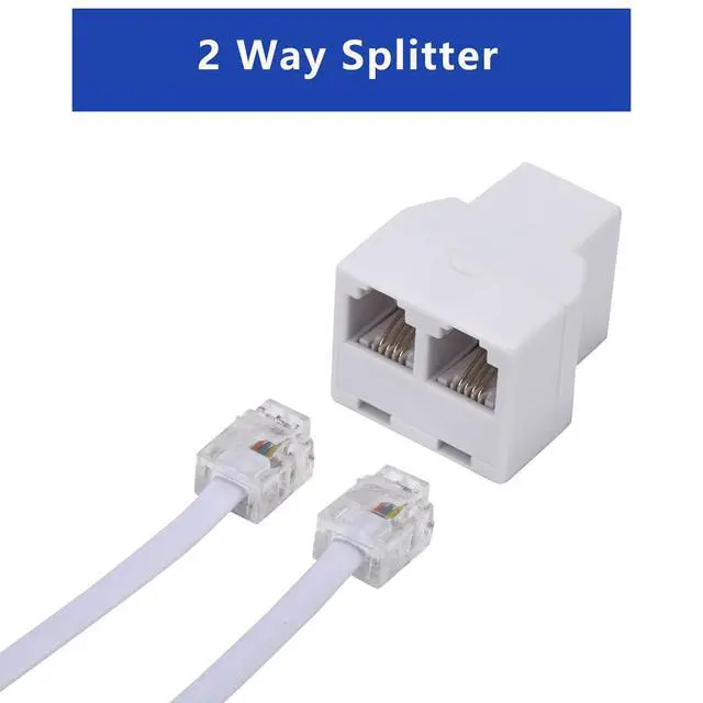 Alt view image 3 of 7 - Yumiwoow Phone Line Splitter,Telephone Splitter,with RJ11 6P4C Plugs,Suitable for Telephone,Fax Machine,White 3-Pack