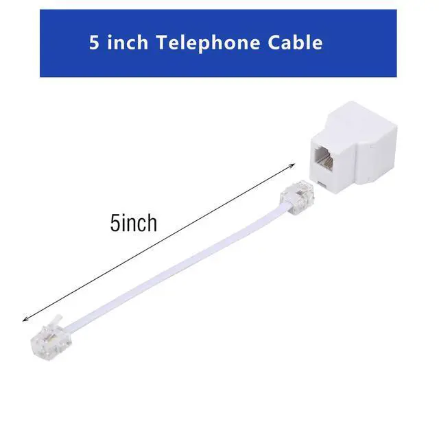 Alt view image 4 of 7 - Yumiwoow Phone Line Splitter,Telephone Splitter,with RJ11 6P4C Plugs,Suitable for Telephone,Fax Machine,White 3-Pack