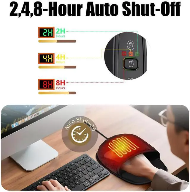 Alt view image 4 of 6 - USB Heated Mouse Pad with 3 Adjustable Temperatures & 2/4/8 Hours Timer Settings