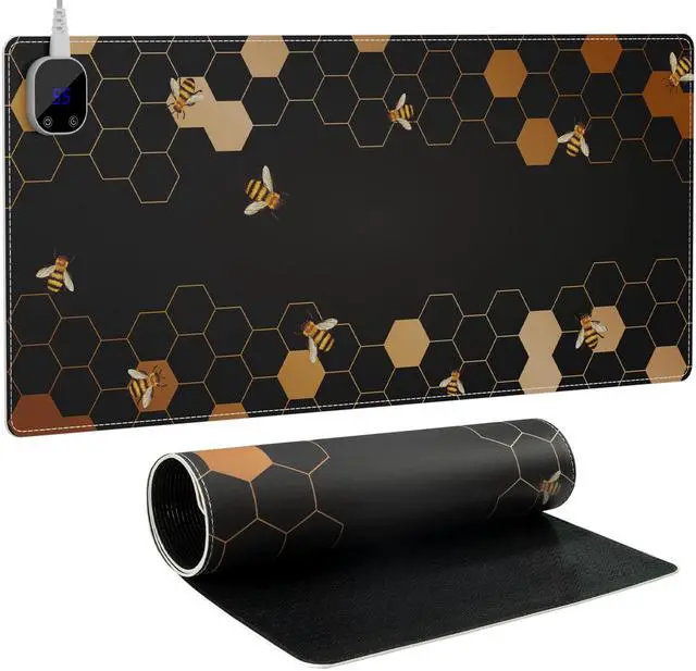 Main image of iCasso Heated Mouse Pad, XL Big Desk Pad with 4 Heating Levels & 4 Auto Shut-Off Levels for Computer Keyboard, 31.5" x 13" Large Safe Desk Mat Hand Warmer for Home Office Work (Honeycomb)