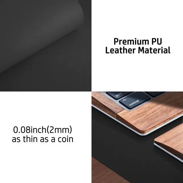 Alt view image 7 of 7 - Aothia Non-Slip Waterproof PU Leather Desk Pad Protector for Mouse, Writing Desk, Office, Home, Laptop Blotter, 23.6" x 13.7", Black