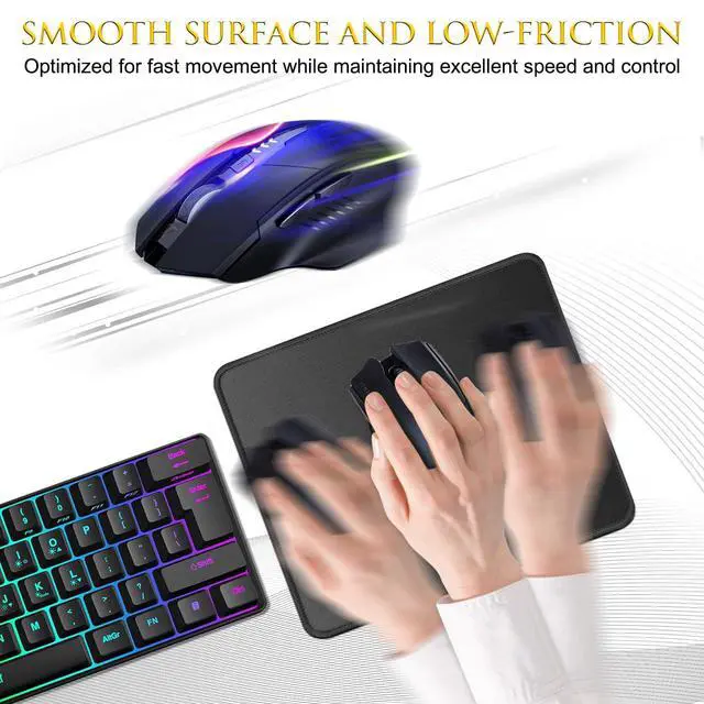 Alt view image 4 of 7 - JIKIOU 3 Pack Mouse Pad with Stitched Edge, Comfortable Mouse Pads with Non-Slip Rubber Base, Washable Mousepads Bulk with Comfortable Cloth, Mouse Pads for Computers Laptop Mouse 10.2x8.3inch Black