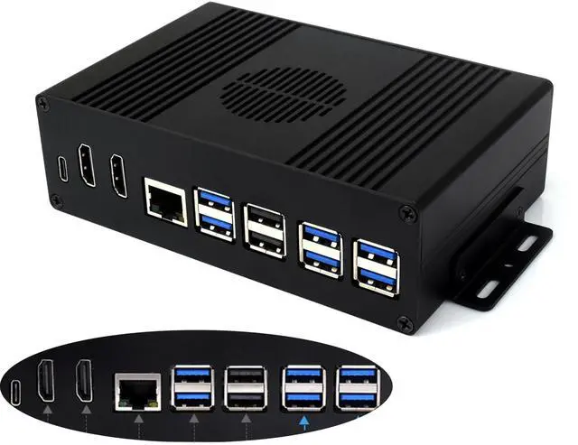 Main image of Multi-Functional All-in-One Mini-Computer Kit Compatible with Raspberry Pi 5, Pi5 PCIe Box Includes Aluminum Alloy Case, PCIe to 4-CH USB3.2 Gen1 Adapter Board, Pi5 HDMI and Type-C Adapter Board
