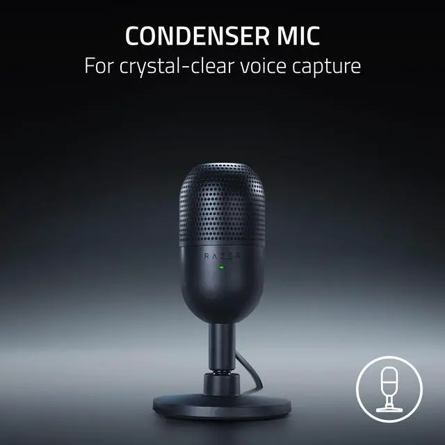 Alt view image 2 of 7 - Seiren V3 Mini USB Microphone: Condenser Mic - Supercardioid Pickup Pattern - Tap-to-Mute Sensor with LED Indicator - Shock Absorber - Ultra Compact - PC, Discord, OBS Studio, XSplit - Black