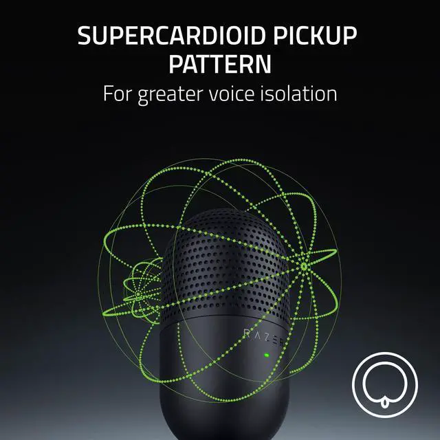 Alt view image 3 of 7 - Seiren V3 Mini USB Microphone: Condenser Mic - Supercardioid Pickup Pattern - Tap-to-Mute Sensor with LED Indicator - Shock Absorber - Ultra Compact - PC, Discord, OBS Studio, XSplit - Black