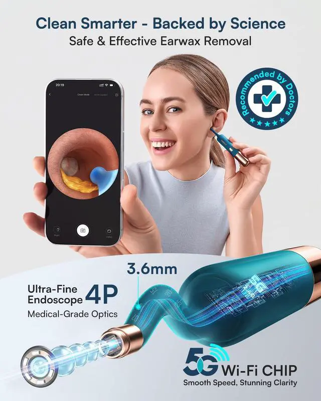 Alt view image 3 of 7 - Bebird Earsight Ultra Ear Wax Removal Kit,2K HD Visual Ear Cleaner with Camera,FSA/HSA Eligible Flexible Ear Camera with 90-Minute Battery & Enhanced Light,Ear Cleaning Tool for Adults & Kids