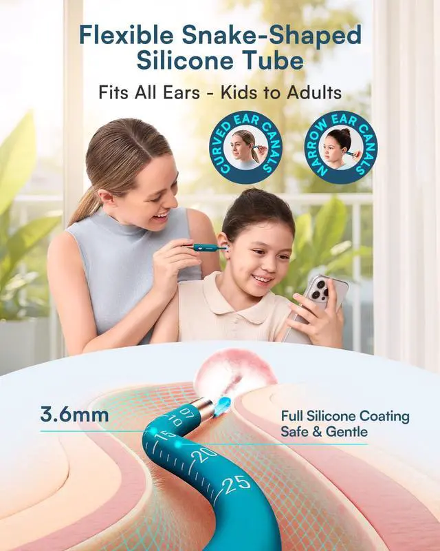 Alt view image 4 of 7 - Bebird Earsight Ultra Ear Wax Removal Kit,2K HD Visual Ear Cleaner with Camera,FSA/HSA Eligible Flexible Ear Camera with 90-Minute Battery & Enhanced Light,Ear Cleaning Tool for Adults & Kids