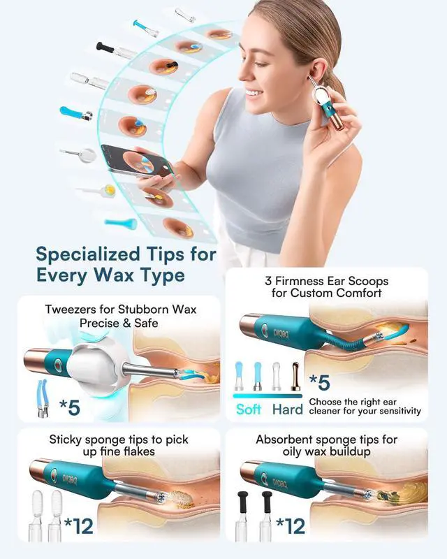 Alt view image 5 of 7 - Bebird Earsight Ultra Ear Wax Removal Kit,2K HD Visual Ear Cleaner with Camera,FSA/HSA Eligible Flexible Ear Camera with 90-Minute Battery & Enhanced Light,Ear Cleaning Tool for Adults & Kids