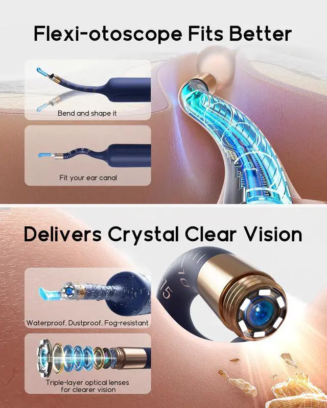 Alt view image 2 of 7 - Bebird Earsight Plus R37R Ear Cleaning Camera Wax Removal Tool kit, FSA HSA Eligible Flexible Ear Scope Otoscope Camera Light, Visual Ear Picker Wireless Earwax Remover Tweezers for Adults & Kids