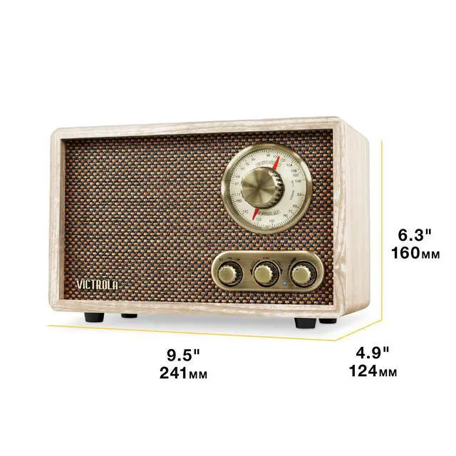 Alt view image 7 of 7 - Victrola Willow Retro Wood Bluetooth Radio with Built-in Speakers: Elegant & Vintage Design, Rotary AM/FM Tuning Dial, Bass & Treble Control, Wireless Streaming (Walnut)