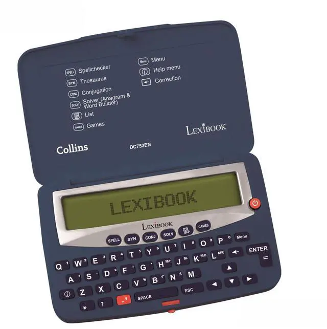 Main image of LEXiBOOK - Collins Electronic Pocket Spellchecker with Battery, Blue/White, DC753EN